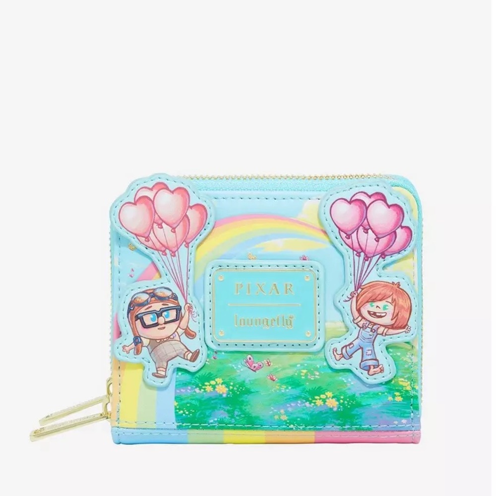 Pre- Owned Loungefly Disney Pixar Up Carl & Ellie Rainbow Wallet